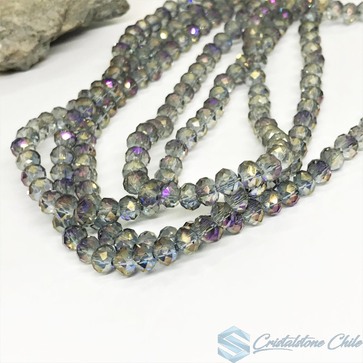 Cristal chato | 6 mm | Tornasol Gris Morado  (4-2G)